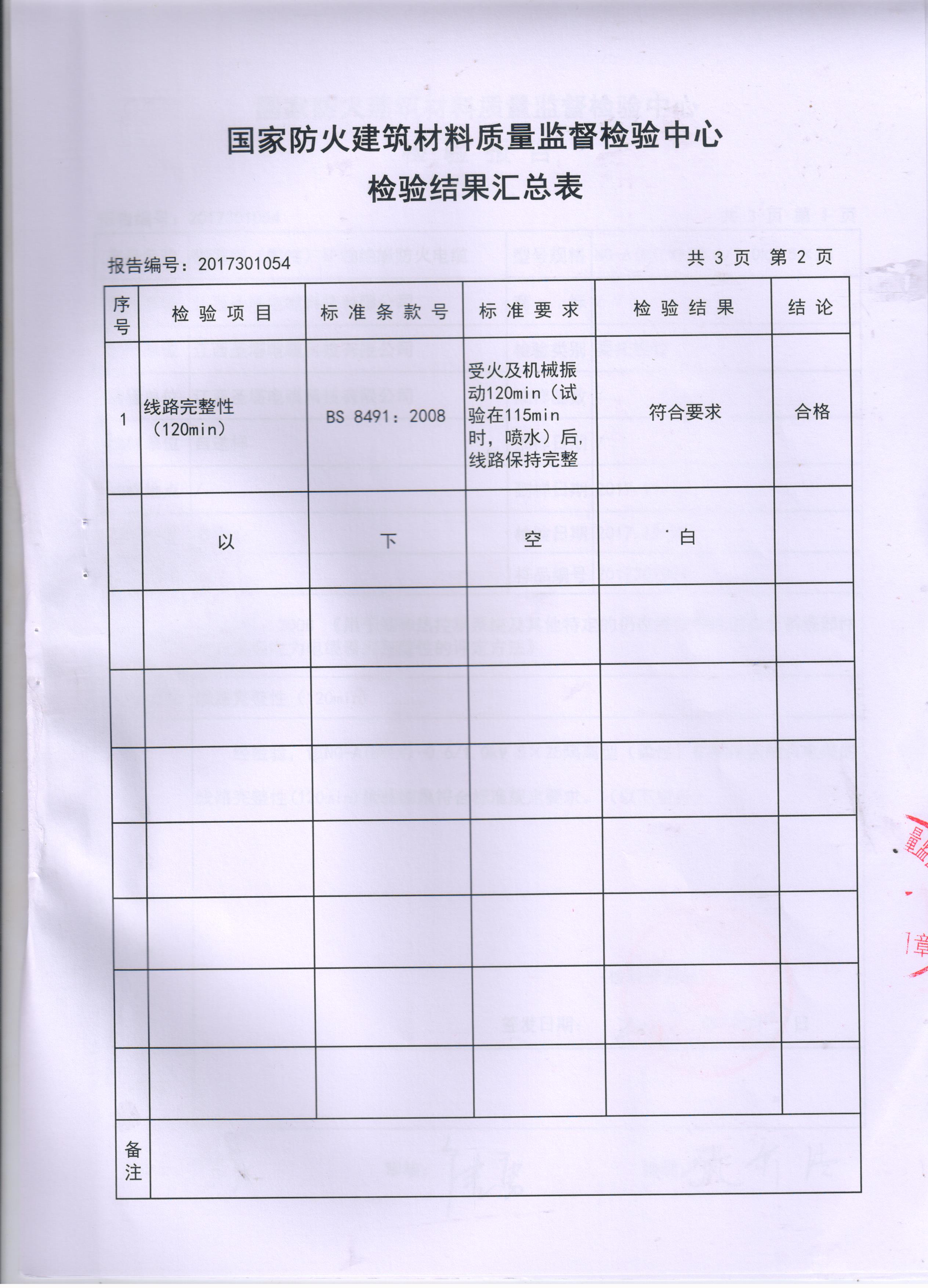 防火電纜檢測(cè)報(bào)告NG-A