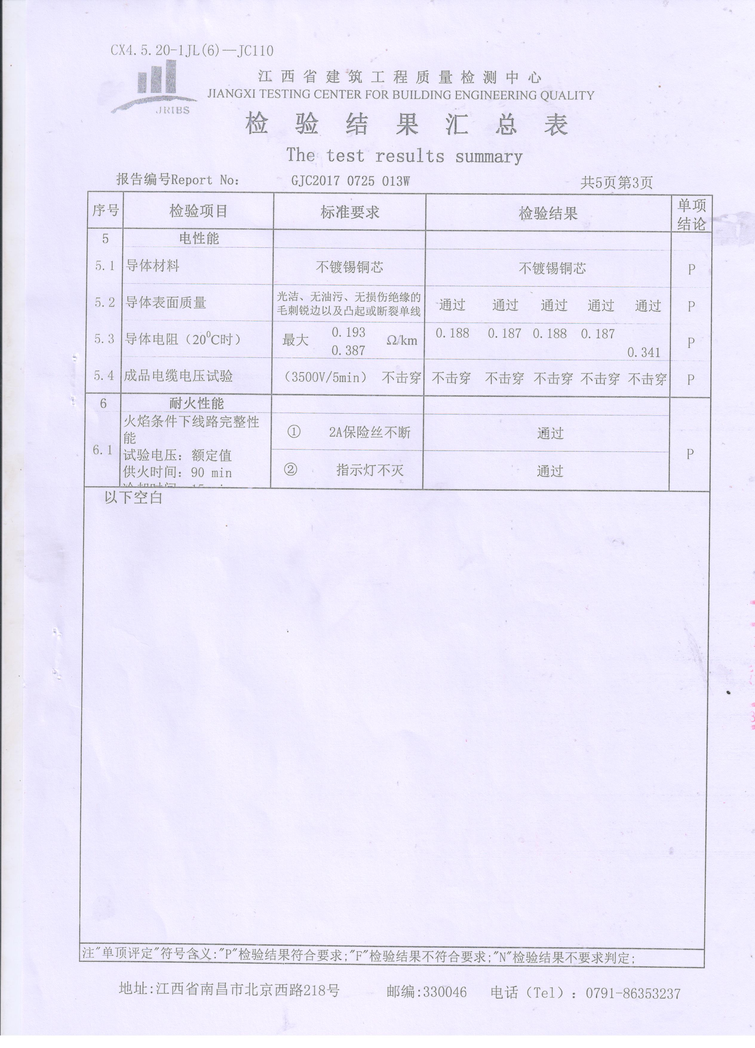 耐火電纜檢測(cè)報(bào)告